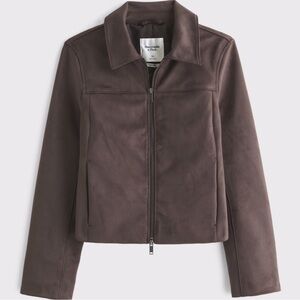 Abercrombie & Fitch Women's Slim Zip Vegan Suede Jacket in Dark Brown, Size: XS